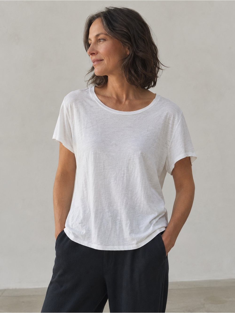 Eileen Fisher White Organic Cotton Short-Sleeve Crew Neck Tee Size 1X NWOT